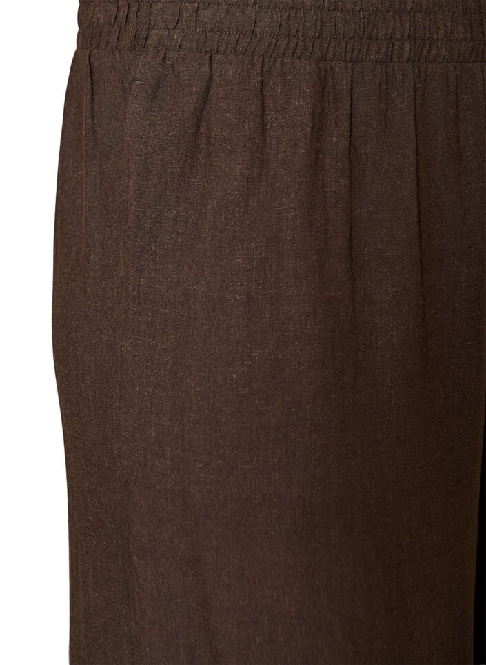 Wide-leg linen and viscose trousers, Brown, Packshot