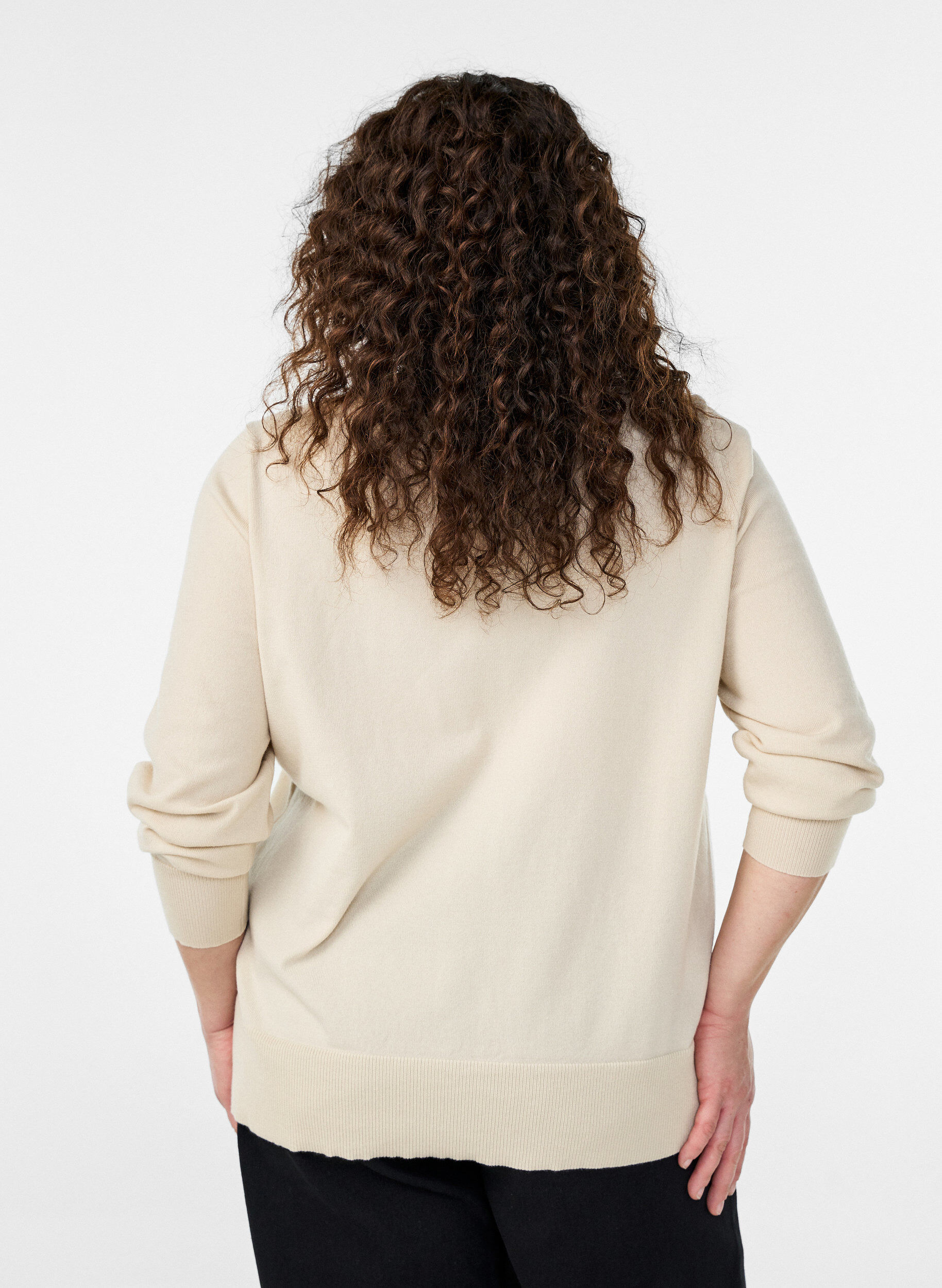 Zizzifashion FLASH - Fine-knit cardigan with round neck, Beige, Model image number 2