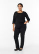 Basic cotton t-shirt with 3/4 sleeves, Black, Model image number 1
