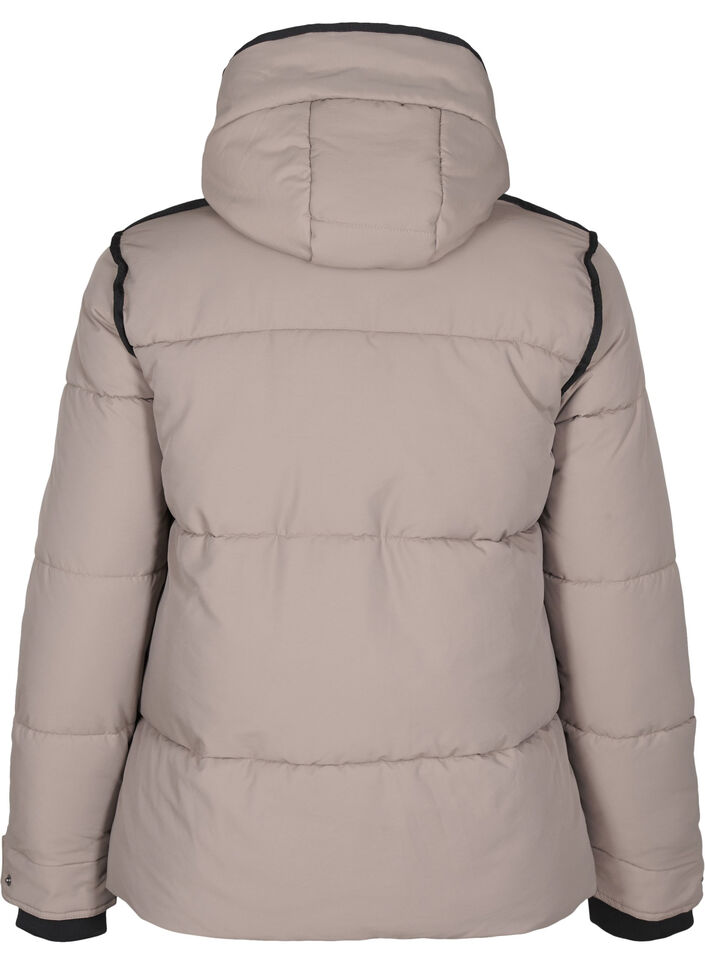 Short puffer jacket with contrast details, Beige, Packshot image number 1
