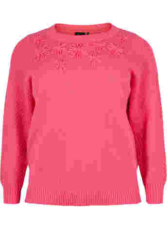 Knitted jumper with flower details