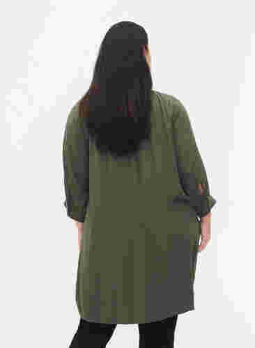 Viscose tunic with 3/4 sleeves, Thyme, Model image number 1