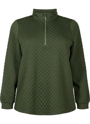 Quilted jumper with zip, Thyme, Packshot image number 0