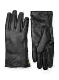 Leather gloves with zip, Black, Packshot