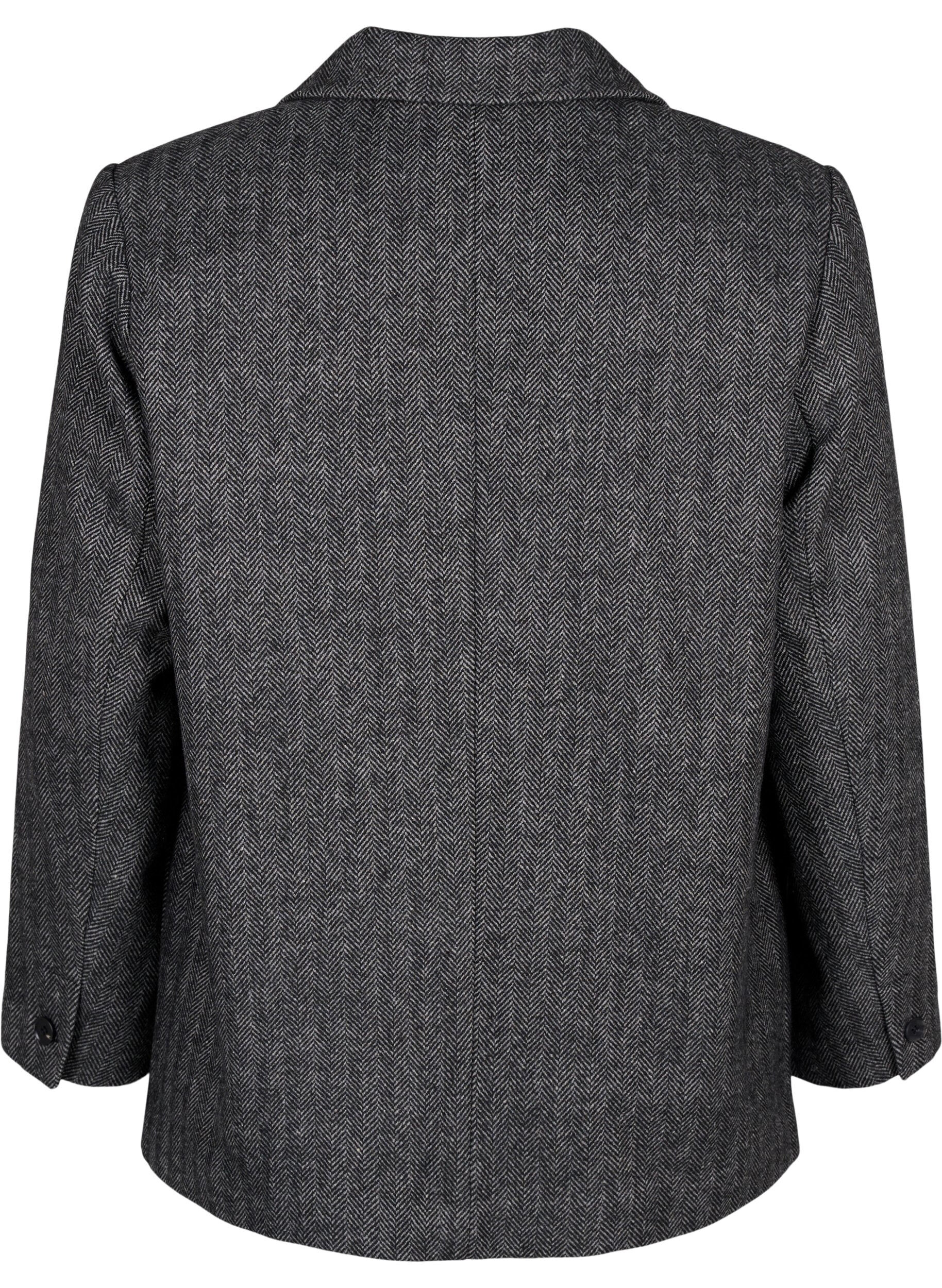 Zizzifashion Wool-blend blazer with pockets, Dark Grey Melange, Packshot image number 1
