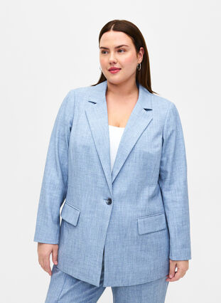 Melange blazer with button closure, Infinity , Model image number 0