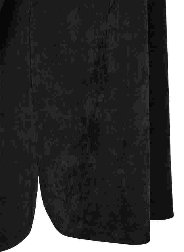 Velvet dress with 3/4-length sleeves and buttons, Black, Packshot image number 3