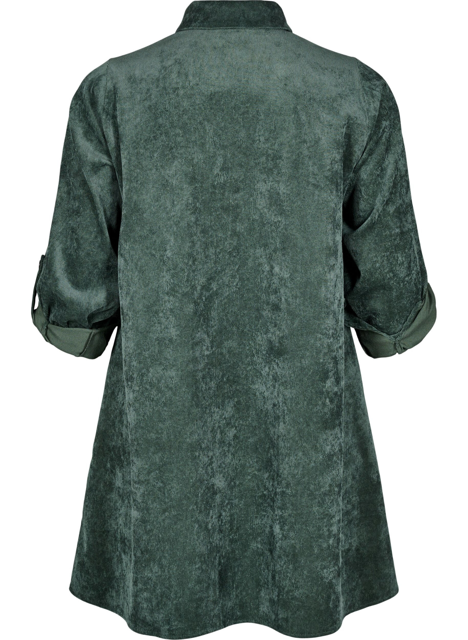 Zizzifashion Velvet dress with zipper and 3/4 sleeves, Green, Packshot image number 1