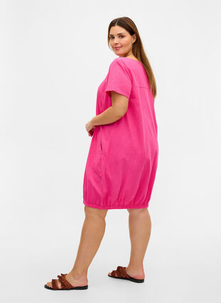 Short sleeve cotton dress, Beetroot Purple, Model image number 1