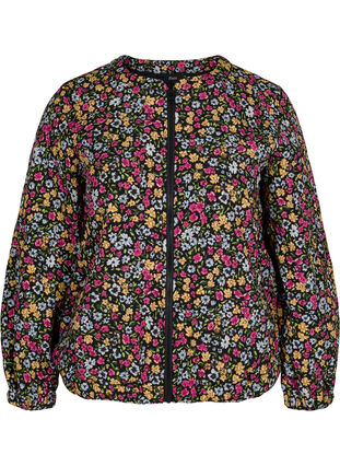 Short printed jacket with pockets, Black Ditzy Flower, Packshot image number 0