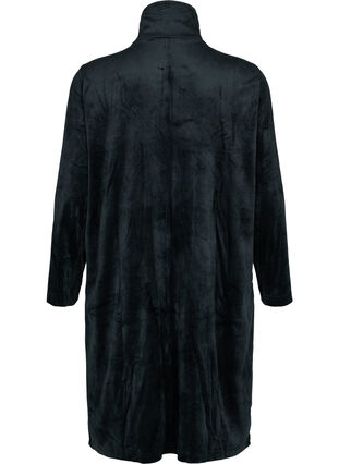 Velour bathrobe with zipper, Black, Packshot image number 1