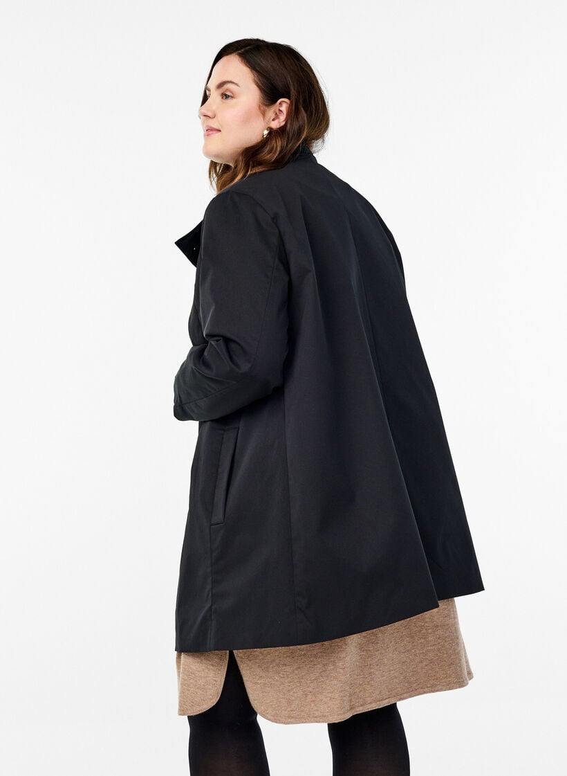 Water-repellent spring jacket with an A-line cut, Black, Model image number 2
