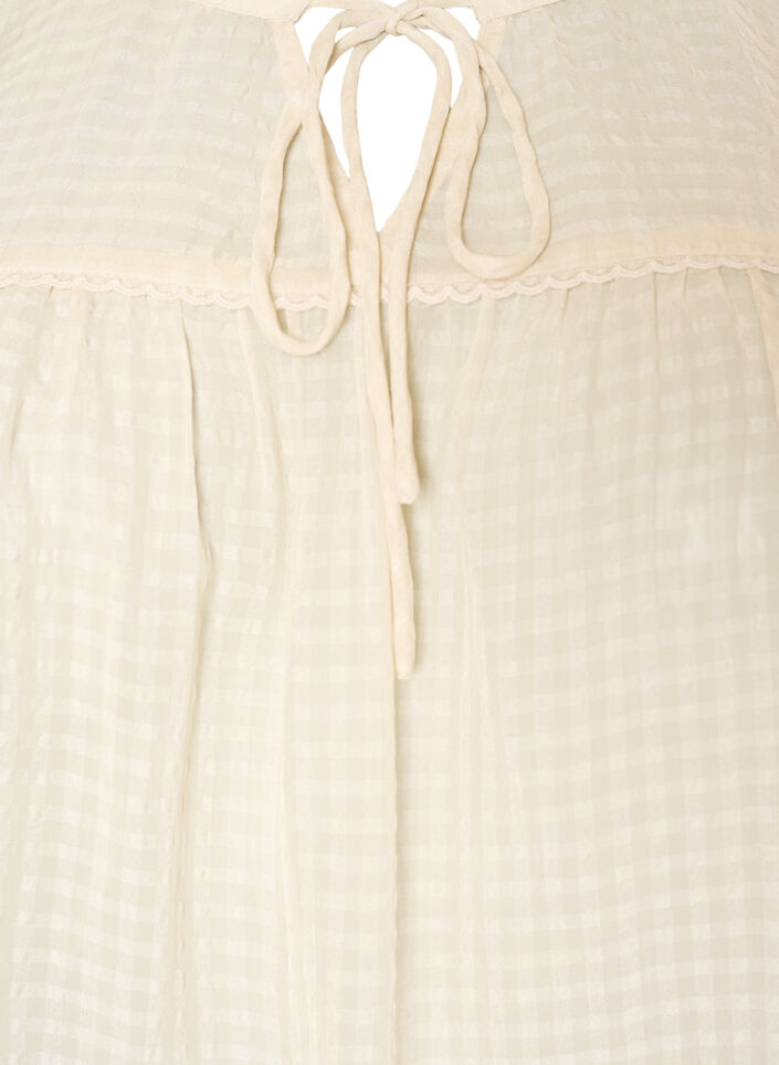 Blouse in seersucker with tie-string, Beige, Packshot image number 2