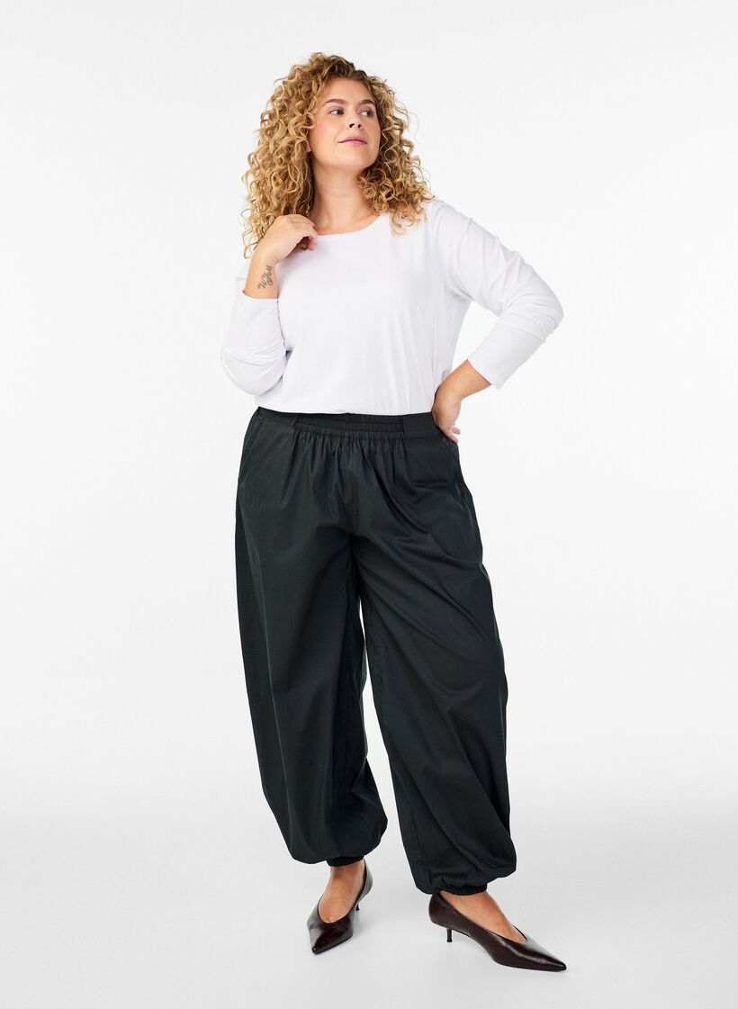 Basic jersey top with long sleeves, White, Model image number 1