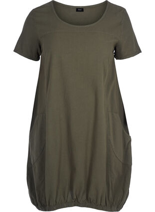 Short sleeve cotton dress, Ivy Green, Packshot image number 0