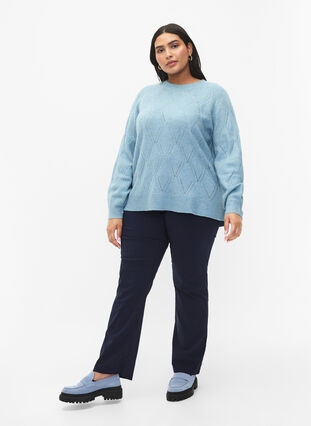 Knitted pullover with hole pattern, Reef Waters Mel., Model image number 2