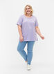 Cotton t-shirt with lace ribbon, Lavender, Model image number 2