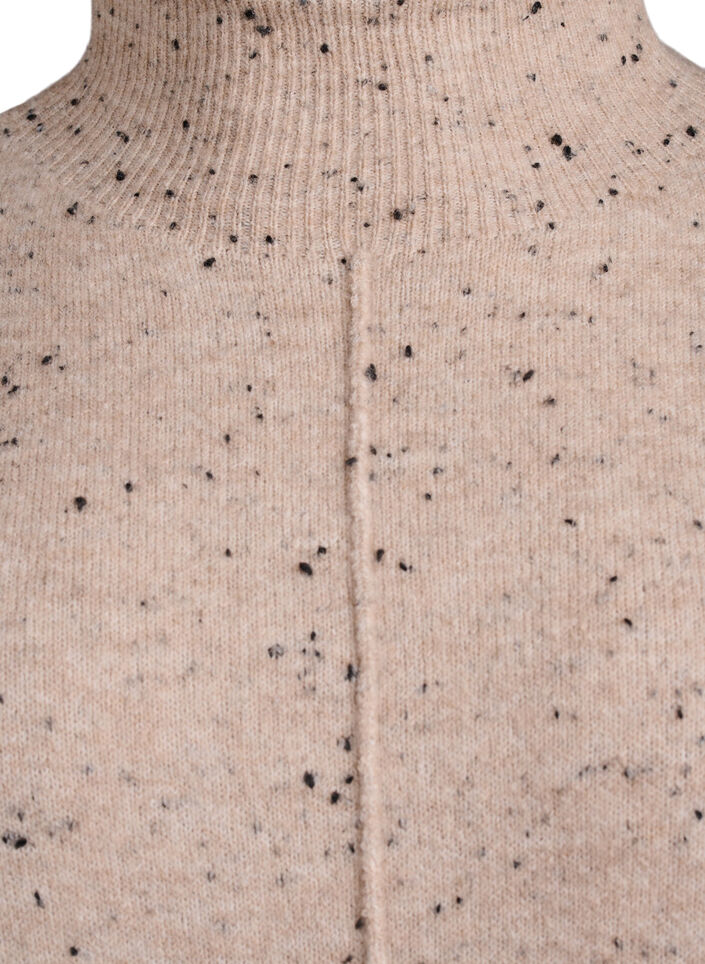 Knit sweater with high neck and dotted pattern, Beige, Packshot image number 2
