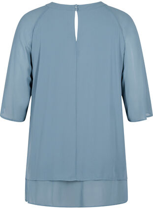 Chiffon blouse with 3/4 sleeves, Goblin Blue, Packshot image number 1
