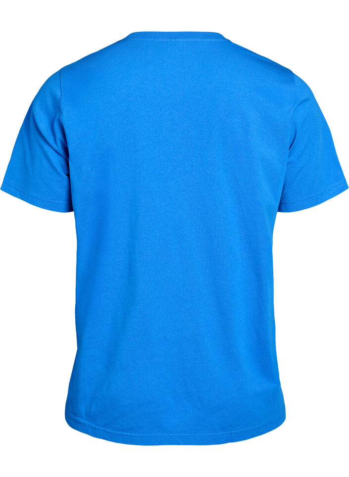 Basic cotton T-shirt with round neck, Blue, Packshot image number 1