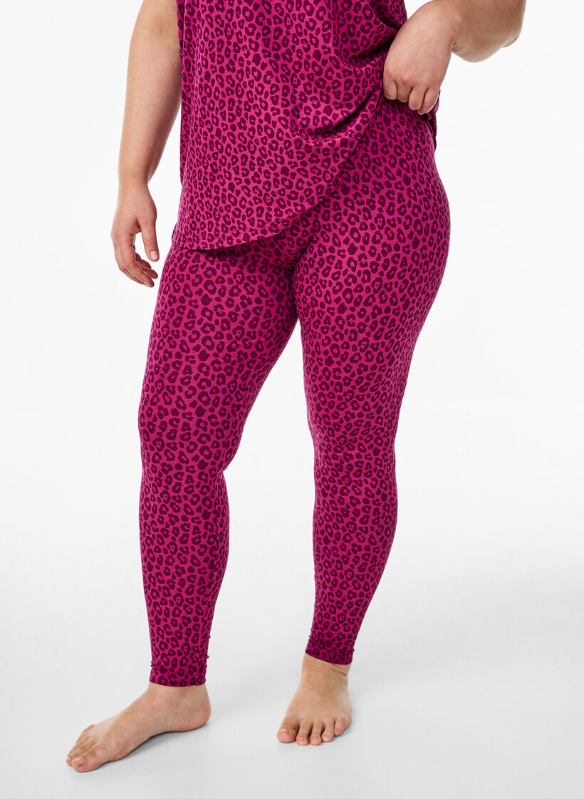 Ankle-length leggings in viscose, Pink, Model image number 2