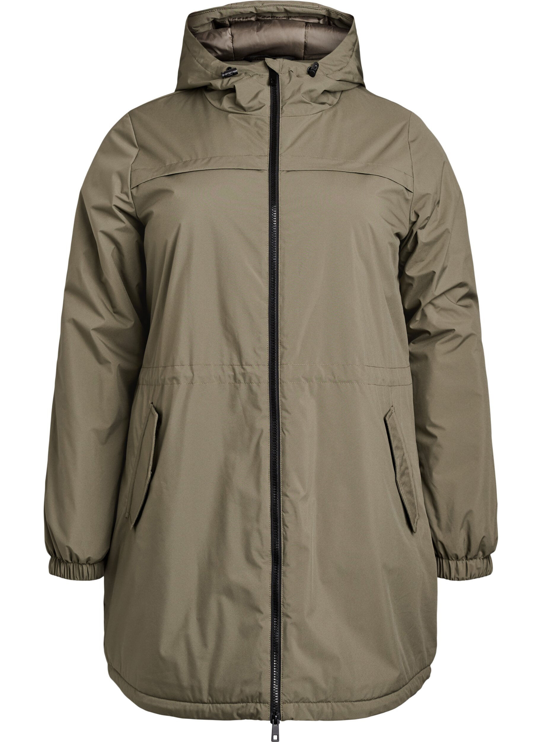 Lightweight padded parka with a hood