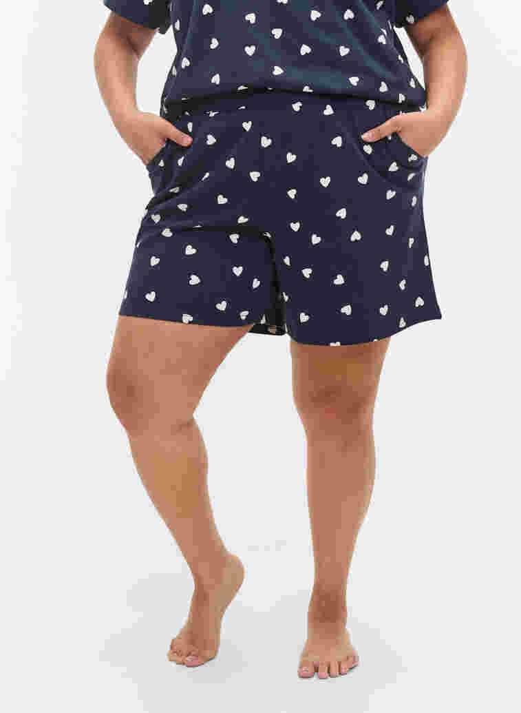 Pyjama shorts in cotton, Navy Blazer AOP, Model image number 1