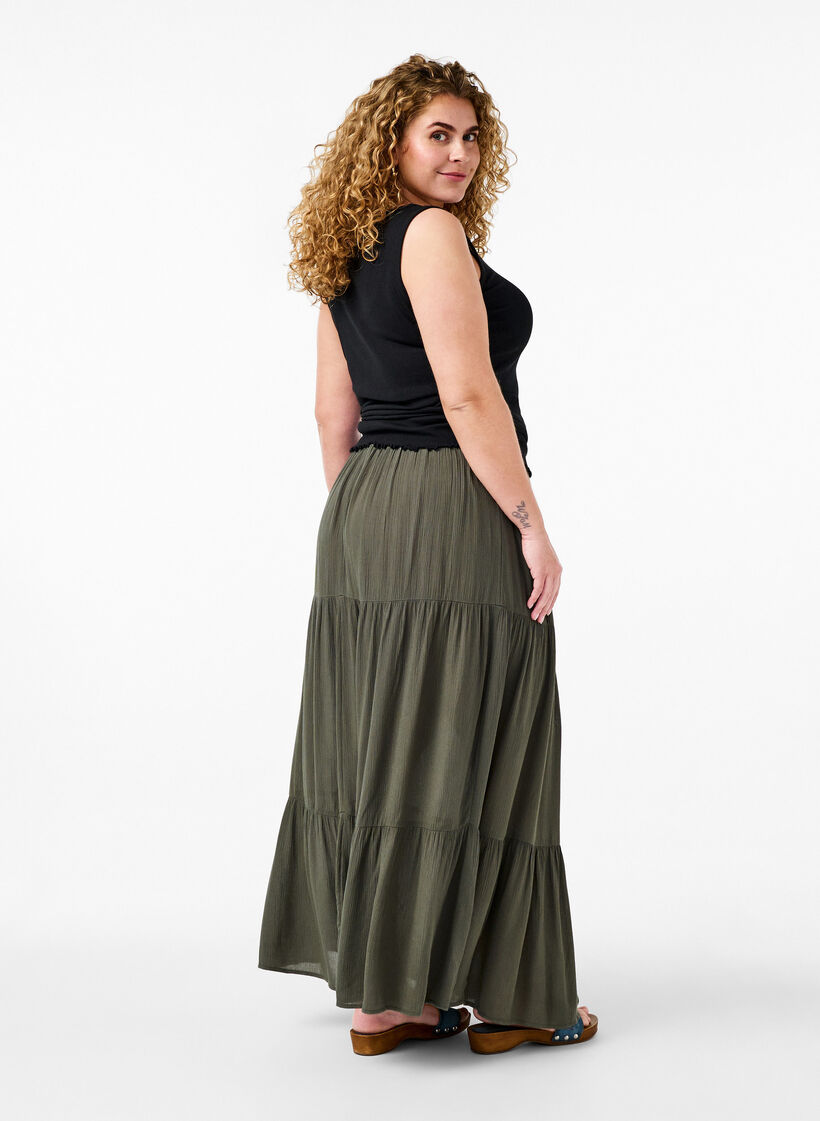 Long skirt with elasticated waist, Green, Model image number 1