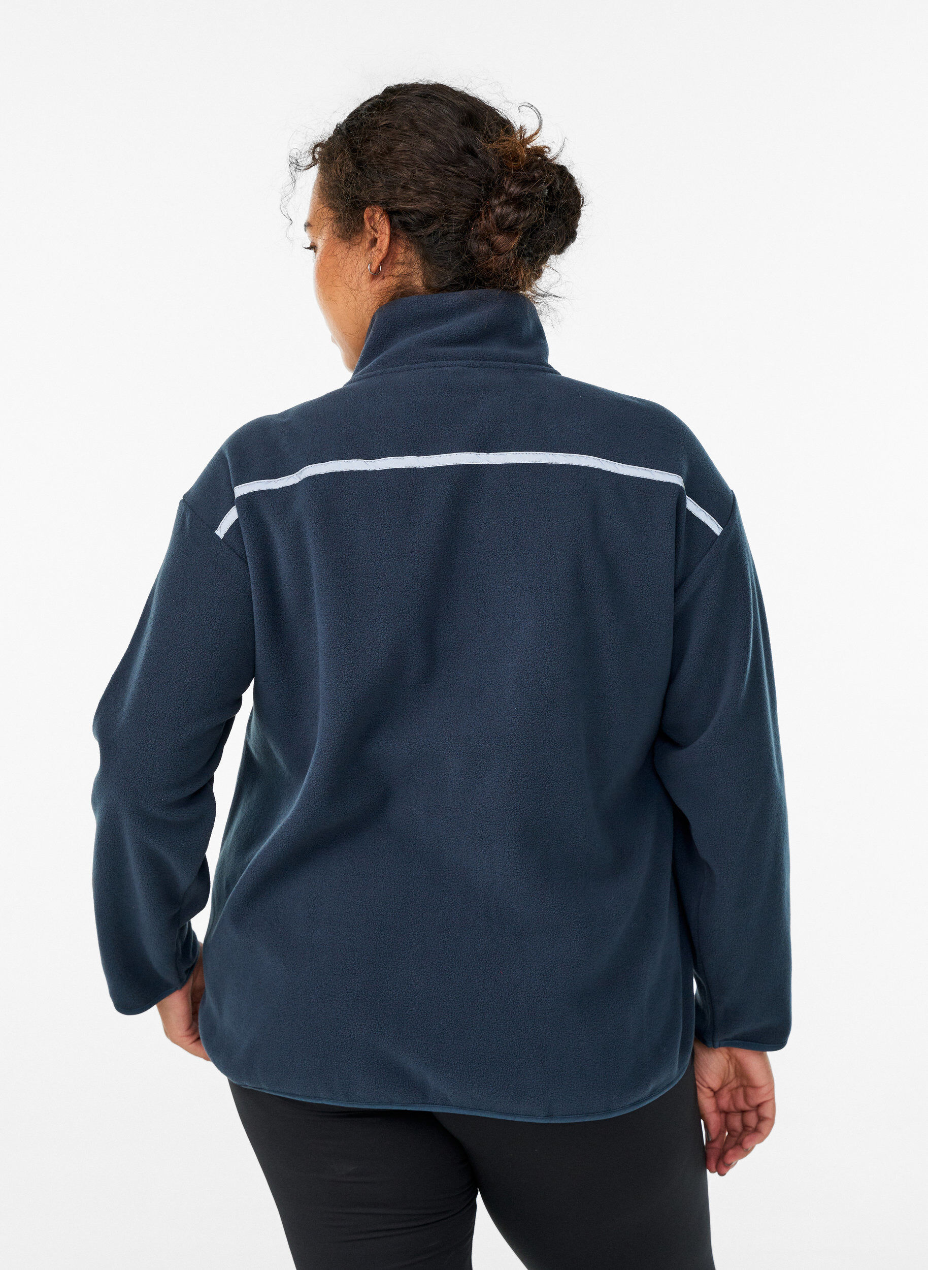 Zizzifashion Fleece jacket with zip and reflective tape, Blue, Model image number 2
