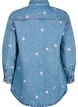 Loose denim shirt with embroidered hearts, Light Blue Heart, Packshot image number 1