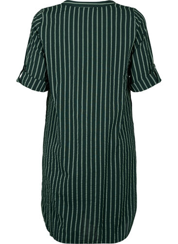 Striped cotton dress with 3/4 sleeves, Scarab/ChinoisStripe, Packshot image number 1