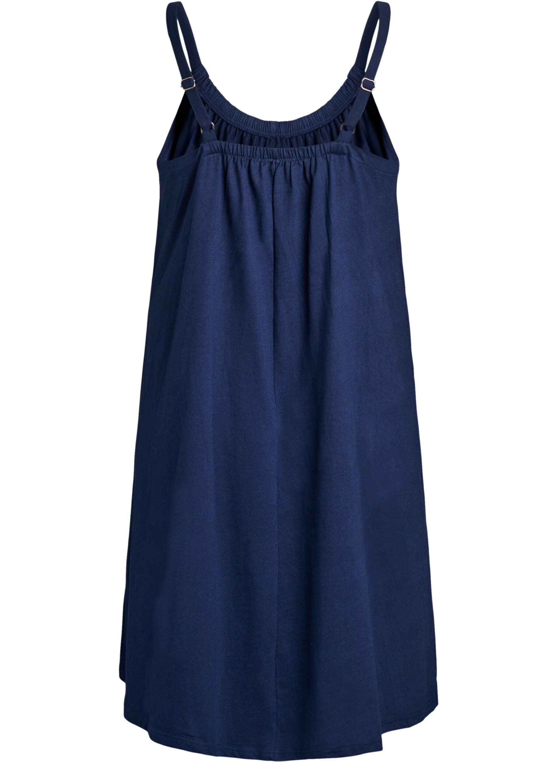 ZizzifashionKnee-length strap dress in organic cotton, Blue, Packshot image number 1