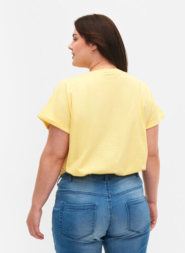 Loose t-shirt with embroidery anglaise, Popcorn, Model image number 1