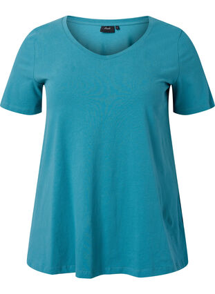 Basic plain cotton t-shirt, Brittany Blue, Packshot image number 0