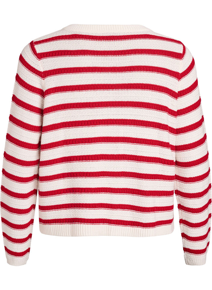 Cardigan with textured knit and decorative buttons, Red, Packshot image number 1