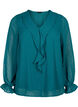 Blouse with ruffles and dotted texture, Shaded Spruce, Packshot image number 0