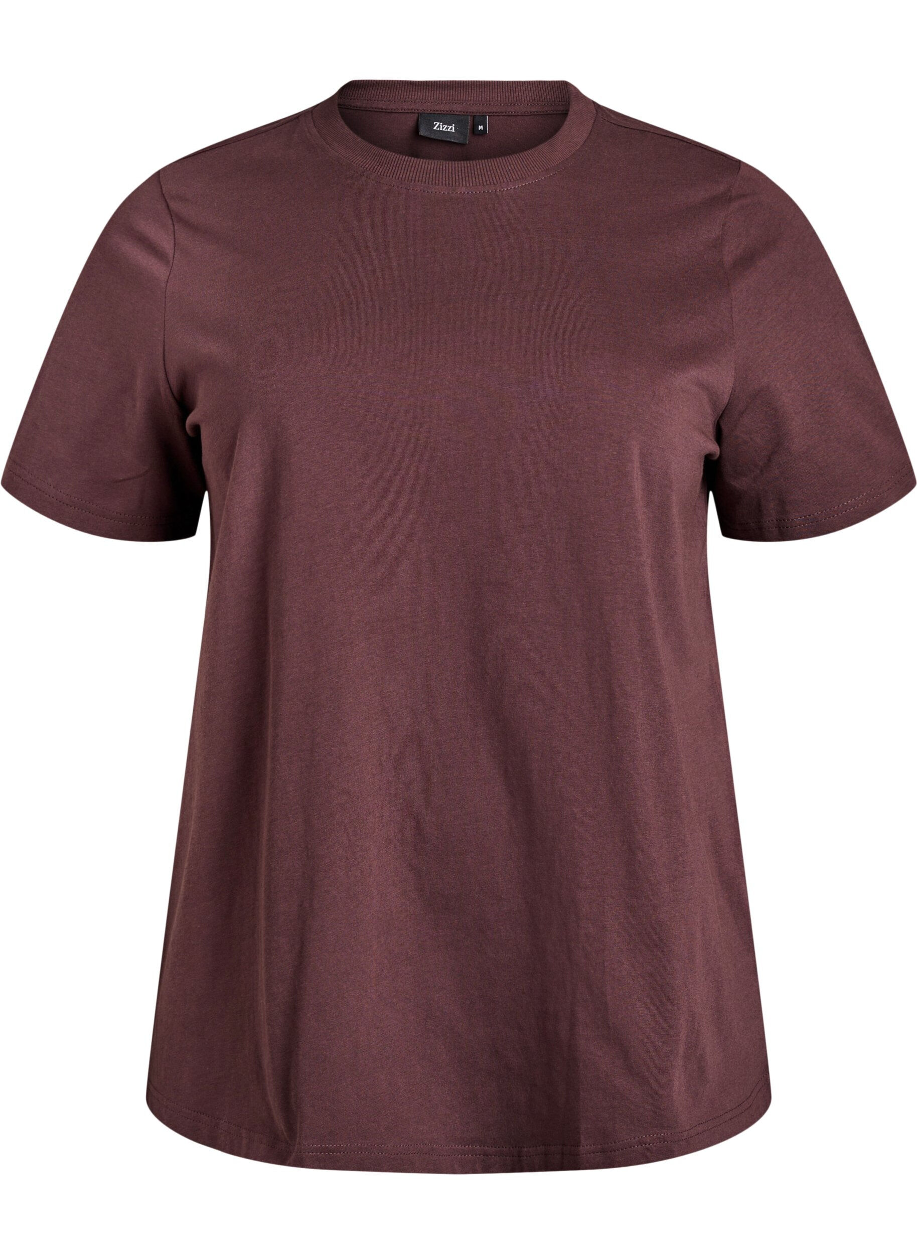 Zizzifashion Basic cotton T-shirt with round neck, Brown, Packshot image number 0