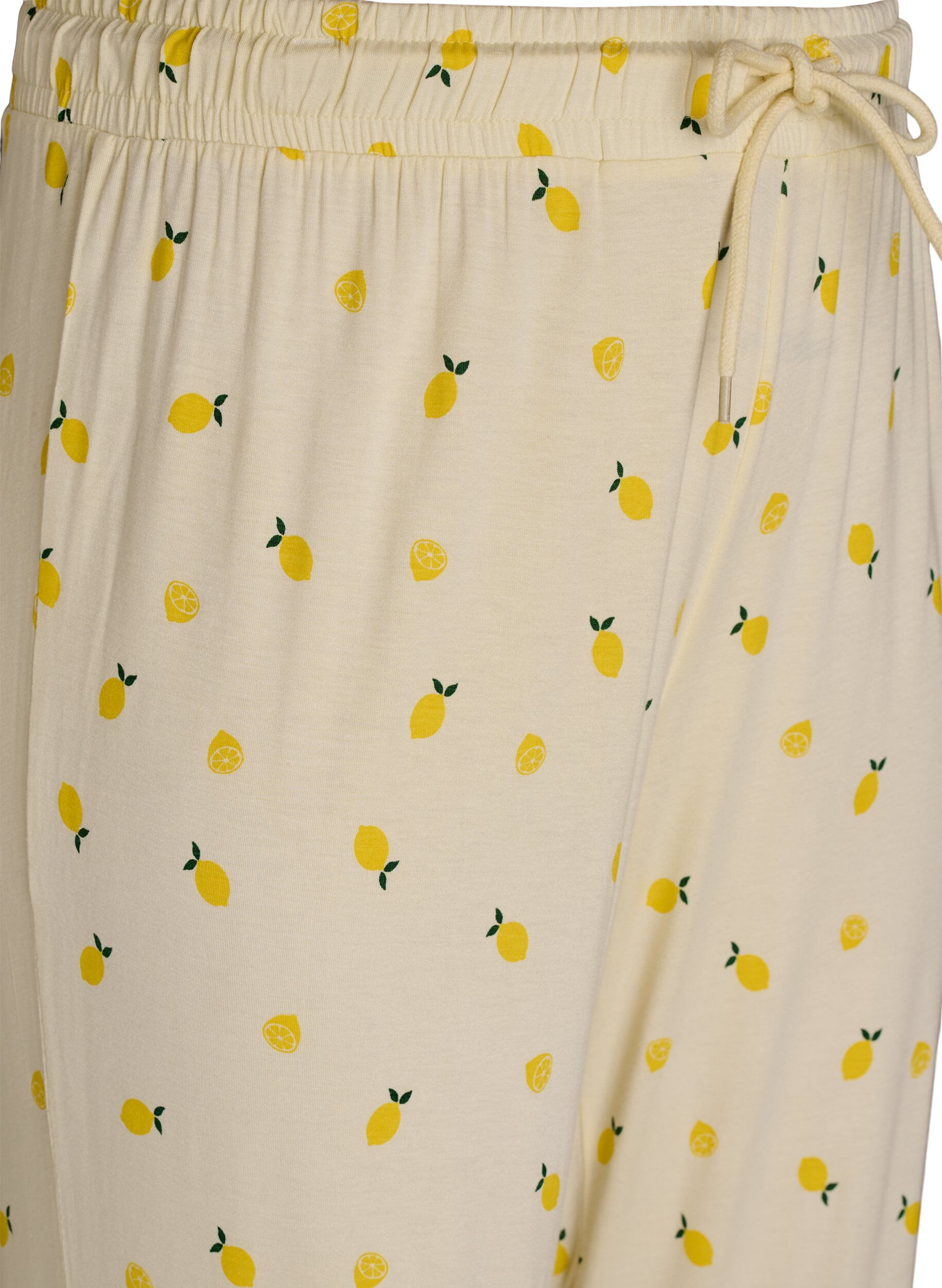 Zizzifashion Pyjama trousers in soft jersey with high waist and fruit print, Yellow, Packshot image number 2