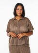 Short-sleeved shirt with openwork pattern, Brown, Model image number 0