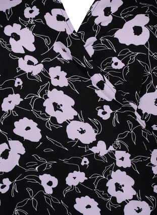 Floral wrap dress with short sleeves, Black Flower AOP, Packshot image number 2
