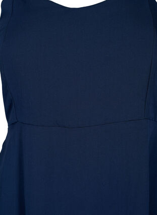 Plain coloured viscose strap dress with smock, Navy Blazer, Packshot image number 2