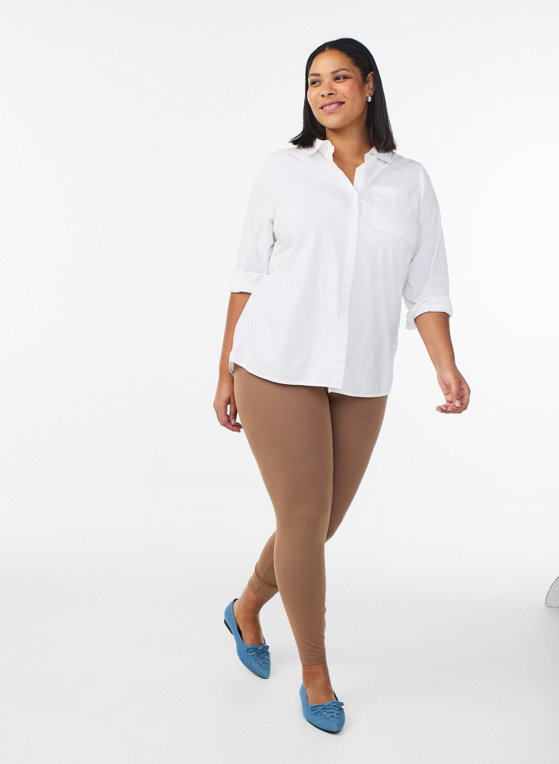 Zizzifashion Basic leggings in viscose, Brown, Model image number 1