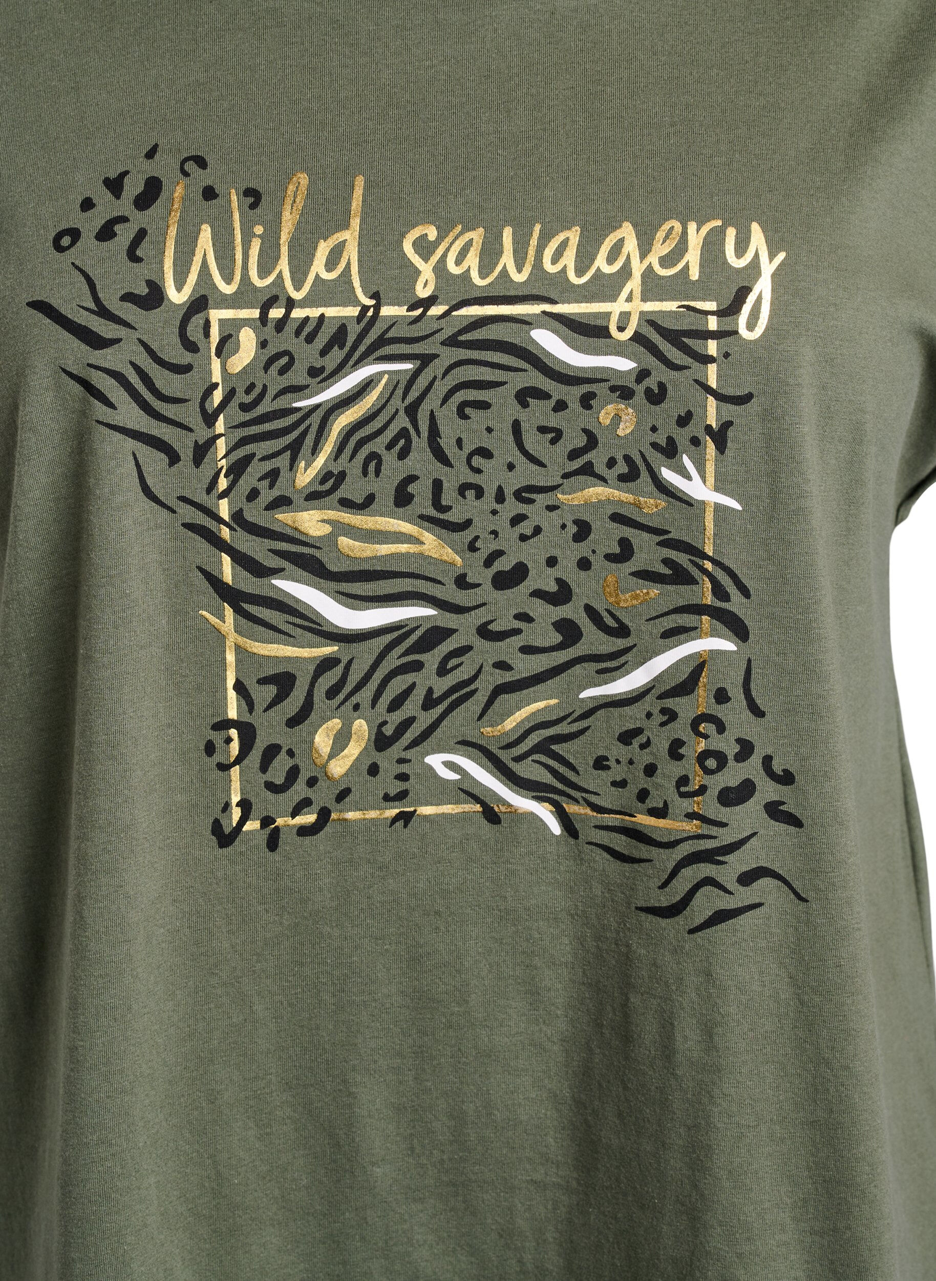 Zizzifashion T-shirt with animal print and text, Thyme W. Wild, Packshot image number 2