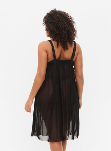 Mesh nightdress with string, Black, Model image number 1