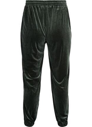 Loose velour sweatpants with pockets, Forest Night, Packshot image number 1