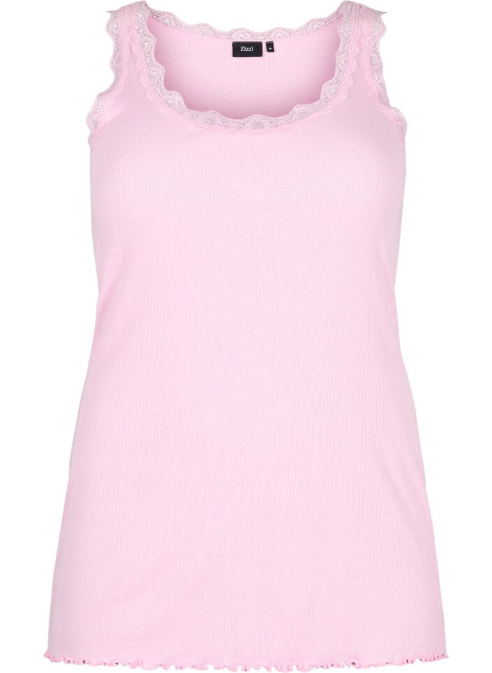 Top with lace trim, Pink, Packshot image number 0