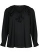 Long sleeve ruffle blouse, Black, Packshot image number 0