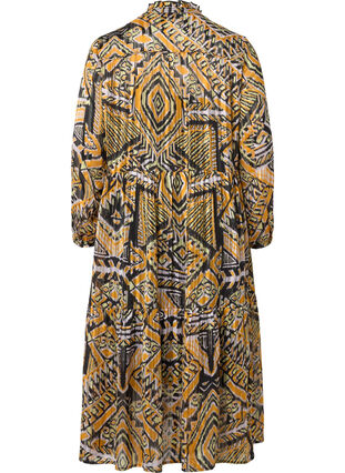Printed midi dress with buttons, Yellow Aztec AOP, Packshot image number 1
