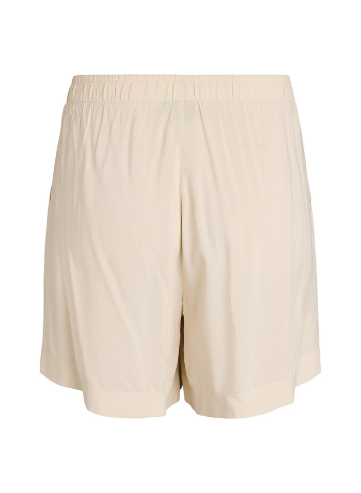 Loose pyjama shorts in viscose with a high waist, Beige, Packshot image number 1