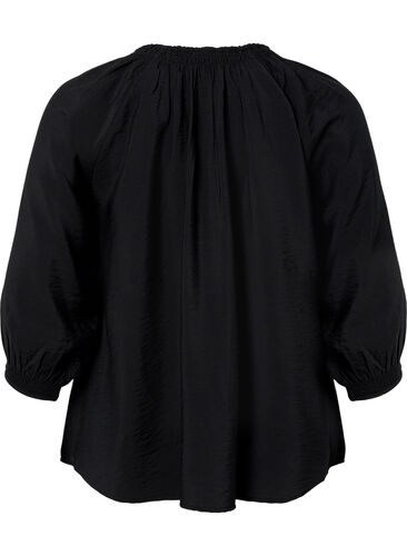 A-shape viscose blouse with 3/4 sleeves, Black, Packshot image number 1